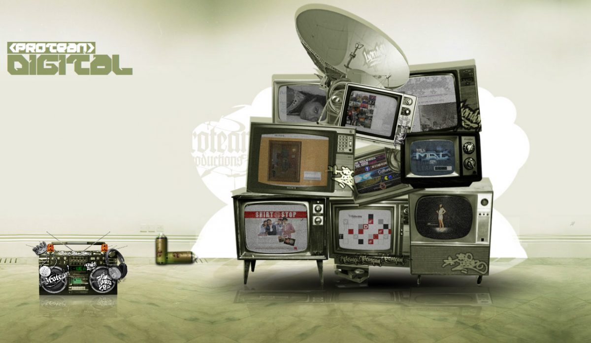 A bunch on TV's from an early edition of the PTP saga