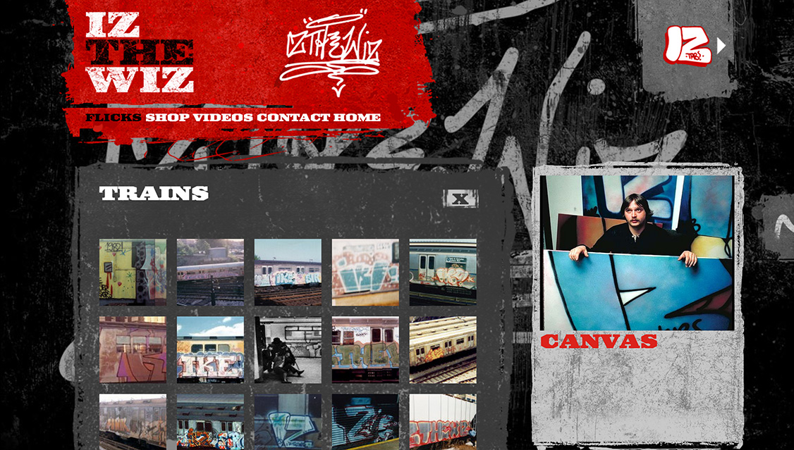Website design for the graffiti legend Iz from New York